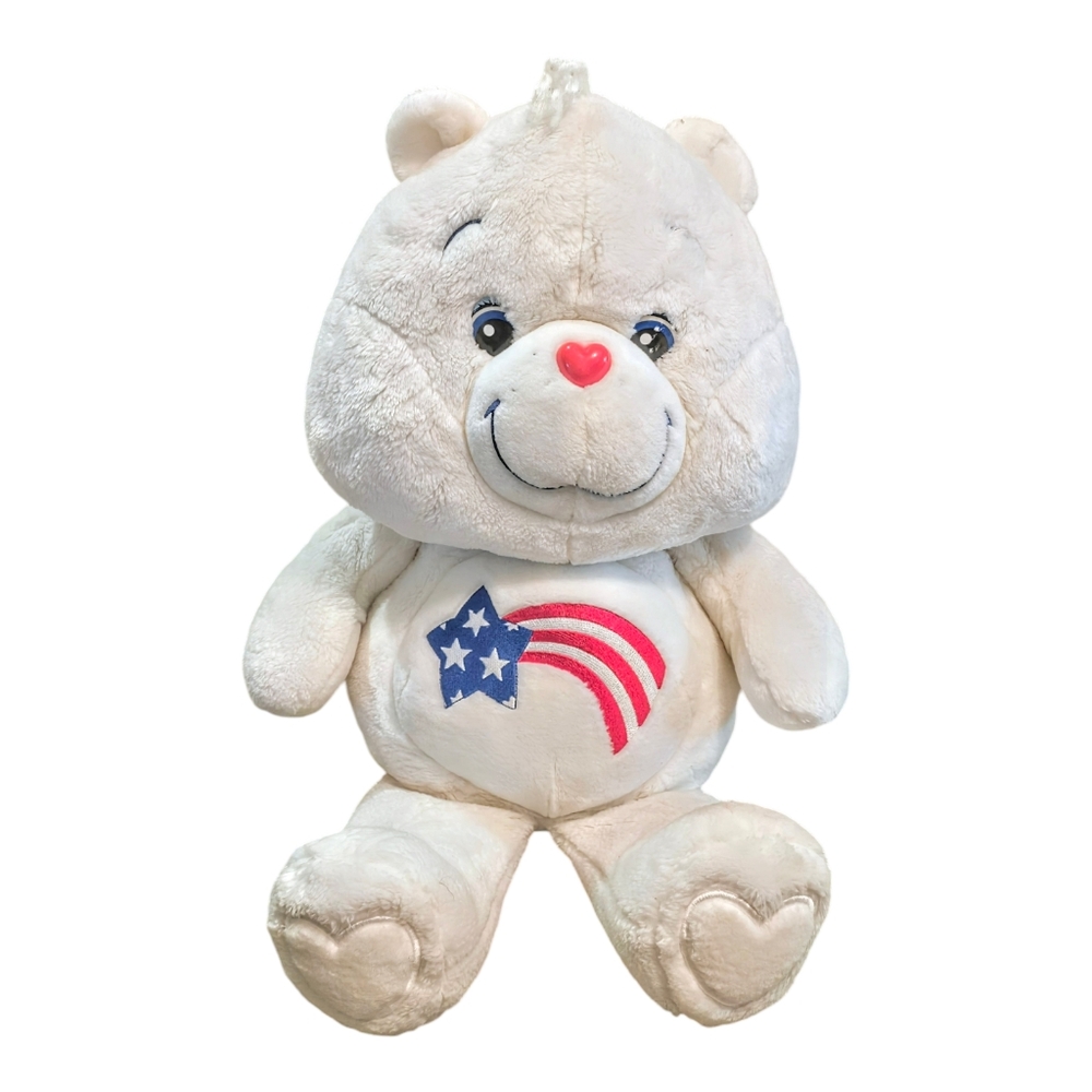 2002 America Cares Bear Plush by Carlton Cards JUMBO 23" / 24" Patriotic